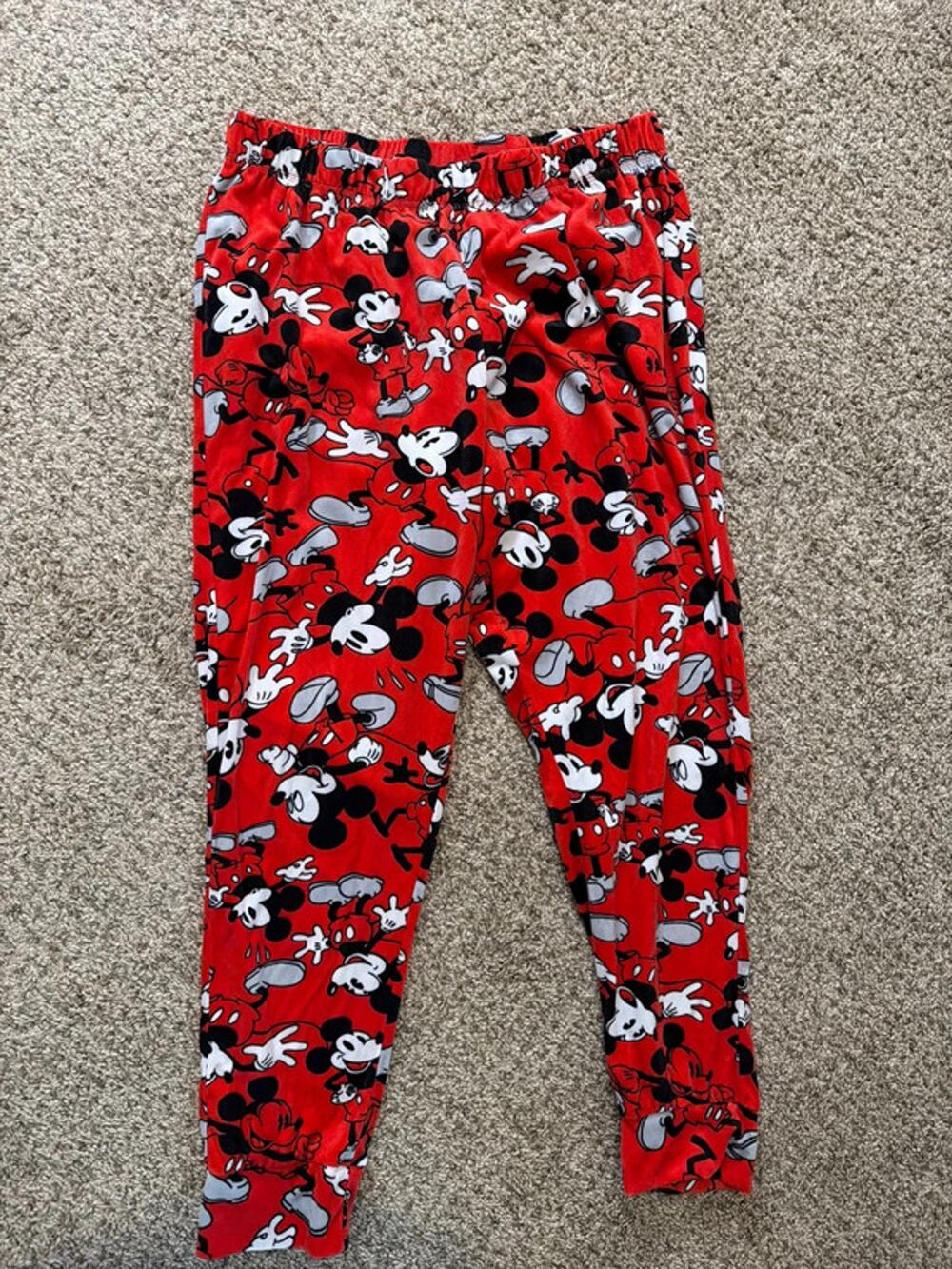 Mickey Mouse red velvet pajama pants EUC S 3258